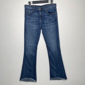 Current Elliott Bootcut Jeans Blue Raw Hem Mid Rise Denim Womens Size 27